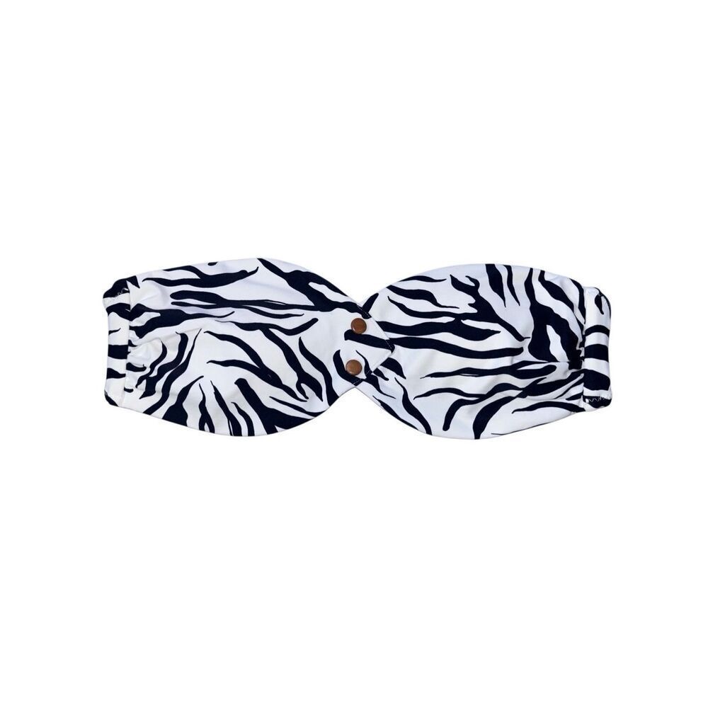 Onia Allegra bandeau Strapless swim top zebra black white medium